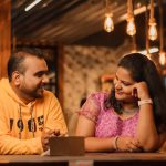 Couple enjoying a light moment despite dating after divorce feels awkward